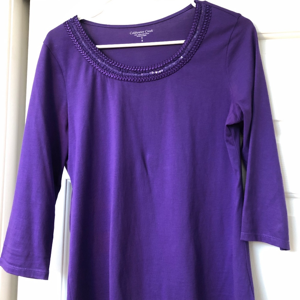 Coldwater Creek Purple 3/4 Sleeve Top
